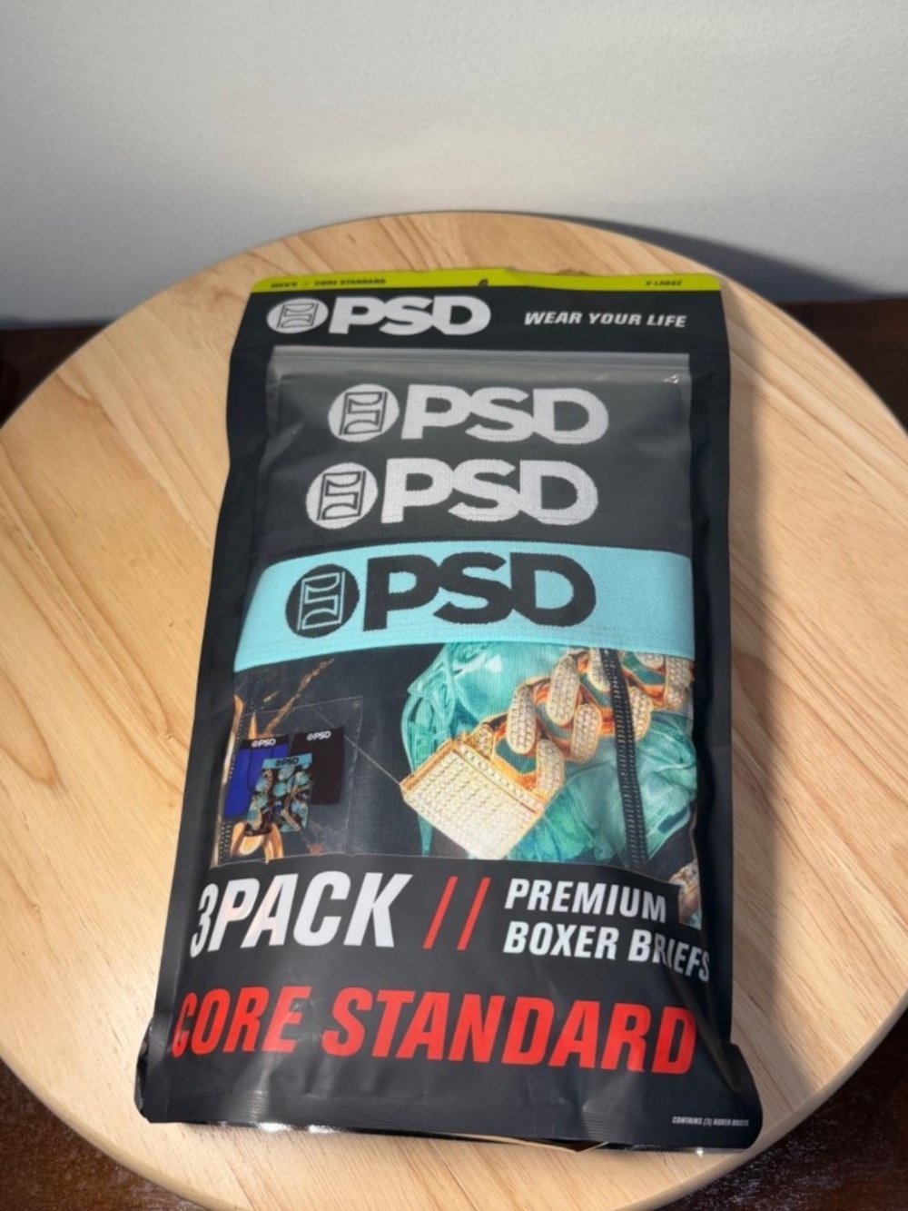 PSD 3 Pack Core Standard Boxer Briefs Shorts Icy Time Blue Mens Size XL NEW